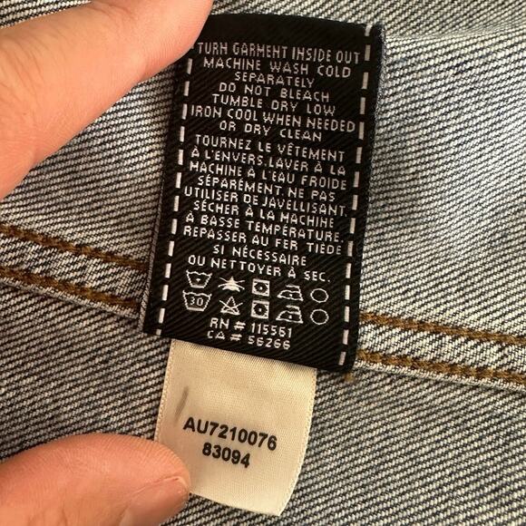 7 For All Mankind Denim Button Up Midi Dress XS Sleeveless Belted Frayed Hem - Picture 9 of 9